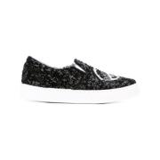 Zwarte Paillet Slip-On Sneakers Chiara Ferragni Collection , Black , D...