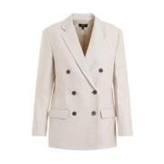Straw Double Breasted Jacket Theory , Beige , Dames