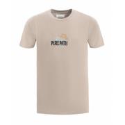 Stijlvol geborduurd heren T-shirt Pure Path , Beige , Heren