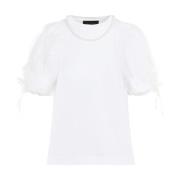 Kralen Tule Overlay T-Shirt in Wit/Parel Simone Rocha , White , Dames