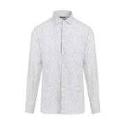 Oasi Lino Shirt in Donkergrijs Ermenegildo Zegna , Gray , Heren