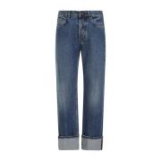 Cropped Jeans Alexander McQueen , Blue , Heren