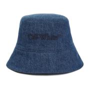Denim Bookish Bucket Hat Off White , Blue , Dames
