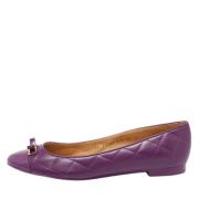 Pre-owned Leather flats Salvatore Ferragamo Pre-owned , Purple , Dames