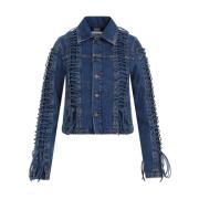 Vintage Blue Corset Denim Jacket Jean Paul Gaultier , Blue , Dames