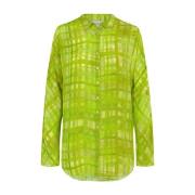 Oversized zijden shirt met grasprint Cortana , Green , Dames