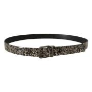 Marmerprint Leren Logo Riem Dolce & Gabbana , Black , Heren