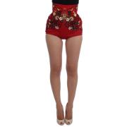 Betoverende Sicilië Geborduurde Zijden Shorts Dolce & Gabbana , Red , ...