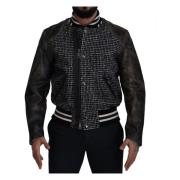 Multicolor Houndstooth Leren Bomberjack Dolce & Gabbana , Multicolor ,...