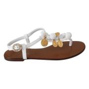 Pom Pom Enkelband Platte Schoenen Dolce & Gabbana , White , Dames