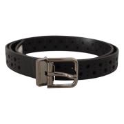 Geperforeerde Metalen Gesp Riem Dolce & Gabbana , Black , Heren