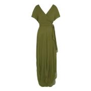 Smaragdgroene Zijden Georgette Jurk Cortana , Green , Dames