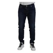 Donkerblauwe Skinny Stretch Denim Jeans Dolce & Gabbana , Blue , Heren