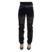 Bloemenkant Denim Jeans Dolce & Gabbana , Black , Dames