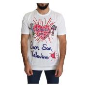 Romantische Heart Print Crew Neck Tee Dolce & Gabbana , White , Heren