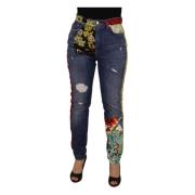 Luxe Patchwork Skinny Denim Jeans Dolce & Gabbana , Multicolor , Dames