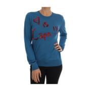 Blauwe Zijden Sequined Capri Sweater Dolce & Gabbana , Blue , Dames