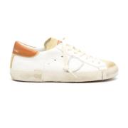 Witte leren sneakers met beige details Philippe Model , White , Heren