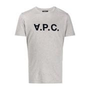 Grijze Katoenen Logo Print T-shirt A.p.c. , Gray , Heren