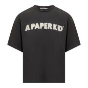Zwart Logo T-shirt A Paper Kid , Black , Heren