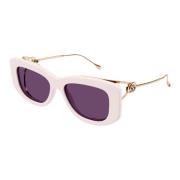 Witte zonnebril met originele accessoires Gucci , Pink , Dames