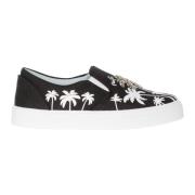 Zwart Wit Slip-On Canvas Schoenen Chiara Ferragni Collection , Black ,...