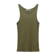 Geribbelde Tanktop Olijf Khaki Dorothee Schumacher , Green , Dames