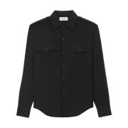 Klassieke Witte Button-Up Overhemd Saint Laurent , Black , Heren