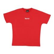Rood/Wit Streetwear Tee Simple Logo Disclaimer , Red , Heren