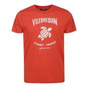 Rode Katoenen Half-Sleeved Logo T-Shirt Vilebrequin , Red , Heren
