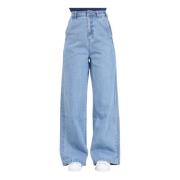 Denim Jeans Blauw 3 Strepen Adidas Originals , Blue , Dames