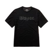 Klassiek Katoenen Jersey T-Shirt Blauer , Black , Heren