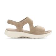 Comfortabele Suède Platte Sandalen Gabor , Beige , Dames