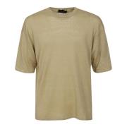 Halfmouw Linnen T-Shirt Roberto Collina , Beige , Heren