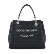 Nero Bianco Tote Tas Emporio Armani , Black , Dames