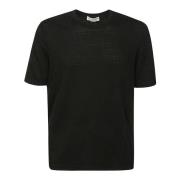 Linnen T-shirt met korte mouwen Filippo De Laurentiis , Black , Heren