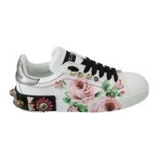 Bloemen Kristal Leren Sneakers Dolce & Gabbana , Multicolor , Dames