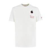 Katoenen T-shirt met Front Print MC2 Saint Barth , White , Heren