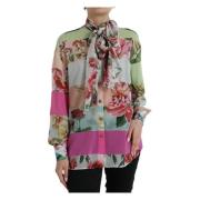 Luxe Multicolor Zijde Blend Top Dolce & Gabbana , Multicolor , Dames