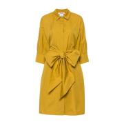 Gele Katoenen Poplin Jurk met Vleermuismouwen Max Mara , Yellow , Dame...