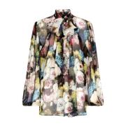 Bloemenprint Zijden Chiffon Shirt Dolce & Gabbana , Multicolor , Dames