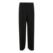 Wijde Pijp Zijden Broek Incotex , Black , Dames