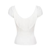 Gebreide Top met Franje Detail Pinko , White , Dames