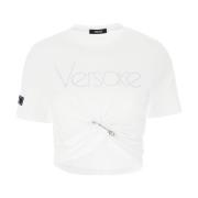 Casual Katoenen T-Shirt voor Mannen Versace , White , Dames