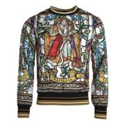 Napoleon Print Crew Neck Sweater Dolce & Gabbana , Multicolor , Heren