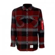 Flanellen Shirt Zwart Grijs Alpha Industries , Multicolor , Heren
