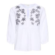 Gwendinapw Bl Blouse Bright White Borduurwerk Part Two , White , Dames