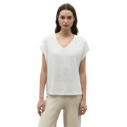 Arendal Off White Linnen V-hals T-shirt Ecoalf , White , Dames