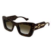 Stijlvolle zonnebril in Havana Gold/Brown Shaded Gucci , Brown , Dames