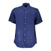 Blauwe Linnen Overhemd, Regular Fit Gant , Blue , Heren